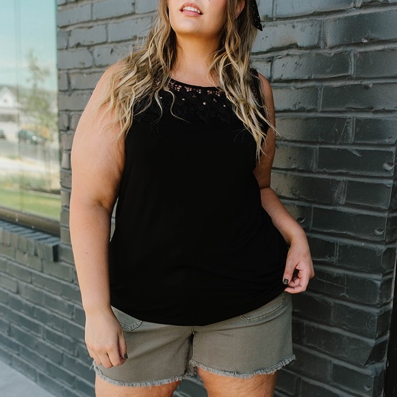 Lace & Shoulders Above the Rest Top in Black - Picture 2 of 12